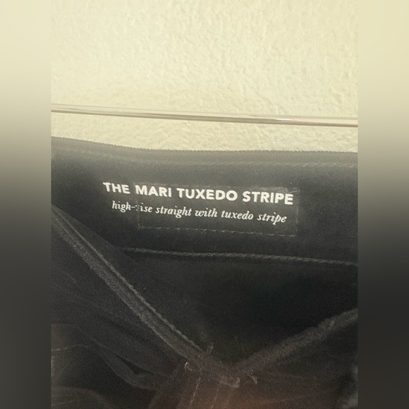 Adriano Goldschmied Mari Tuxedo Stripe High Rise Black Velvet Pants Size 23 - Picture 5 of 7